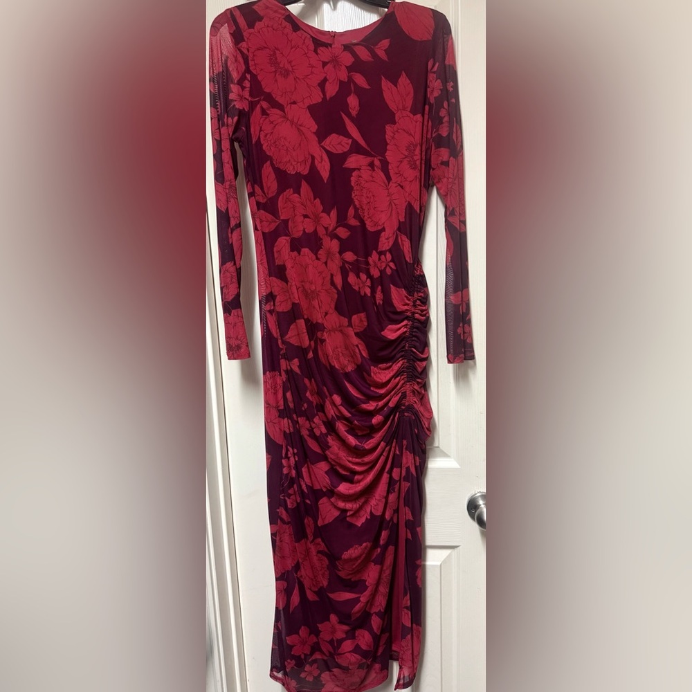 Taylor Red Floral High-Slit Maxi Dress